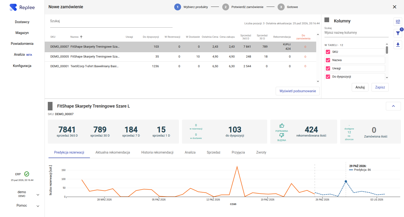 Replee screenshot: purchase recommendations ready to approve